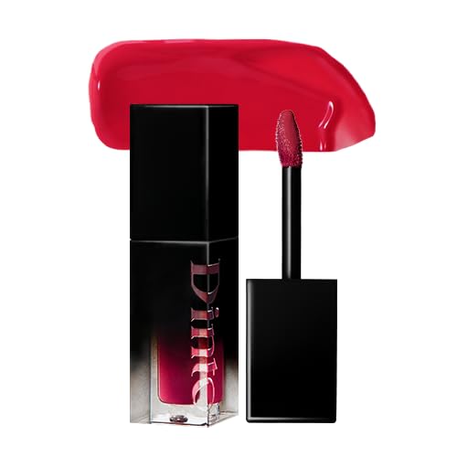 DINTO Blur-Glowy Lip Tint (225 Passio) – Dewy Finish Glowy Korean Lip Tint, Long Lasting All Day Stain, Bright Maroon Red, Vegan & Cruelty-Free, 0.11 fl oz