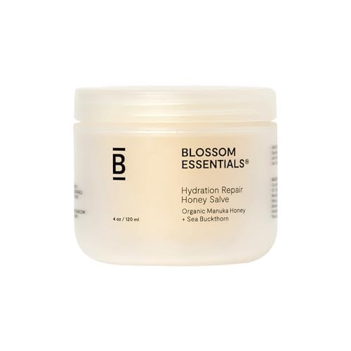 Blossom Essentials Honey Salve - Organic Manuka Honey Hydration Repair - Eczema Relief for Dry, Itchy, Sensitive Skin - Soothing Moisturizer & Balm for Kids, Adults - USA - 4oz
