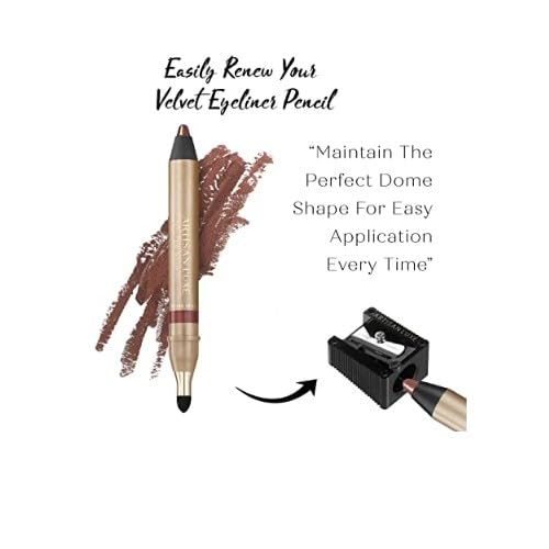Artisan L'uxe Beauty Velvet Jumbo Shimmering Bronze Eyeliner with Free Sharpener | Blendable Makeup for Smokey Eyes - Waterproof Smudge Proof Pencil Eyeliner, Built-in Smudger & Long Lasting