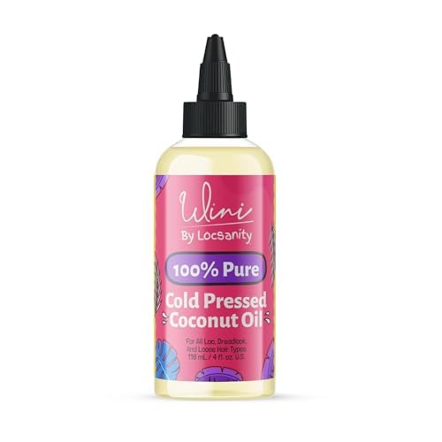 Locsanity Wini Pure 100% Cold Pressed Coconut Oil for Hair and Skin | Non-GMO | 4 fl oz: Moisturizing Oil for Hair Care, Skin Hydration, Nail Care & Relaxing Massage