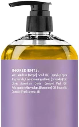 MAJESTIC PURE Lavender Massage Oil for Massage Therapy - Refreshing, and Relaxing - Natural Oils with Lavender Essential Oil - for All Skin Types - Men and Women Massage Lotion - 8 fl oz
