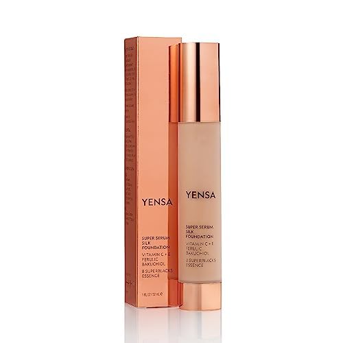 YENSA Super Serum Silk Foundation - Hydrating, Full Coverage Foundation with Vitamin C & Bakuchiol Oil - Blurs Imperfections & Evens Skin Tone - Korean Skin Care Makeup - Fair 1 (1 oz)