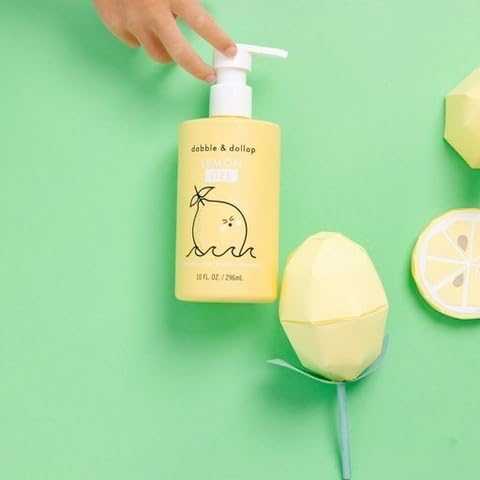 Dabble & Dollop Lemon Kids 3-in-1 Body Wash, Shampoo & Bubble Bath – Tear-Free, Gentle, Natural-Origin, Hypoallergenic and Safe for Sensitive Skin (10 fl oz, Pack of 2)