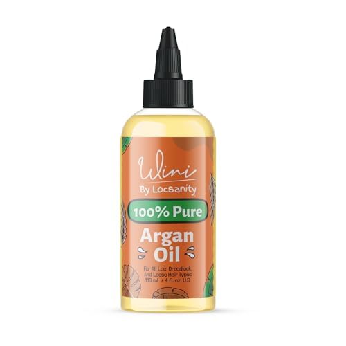Locsanity Wini Pure 100% Cold Pressed Organic Argan Oil for Hair and Body | Non-GMO | 4 fl oz: Moisturizing Oil for Hair Growth, Skin Hydration, Nail Care & Frizz Control