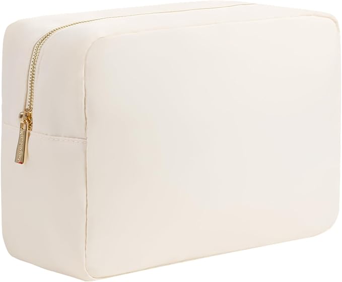 YogoRun Pouch for Purse Makeup Bag Travel Cosmetic Pouch Nylon Zipper Bag for Women SPF Sunscreen Bag With Zipper Pocket M, Beige