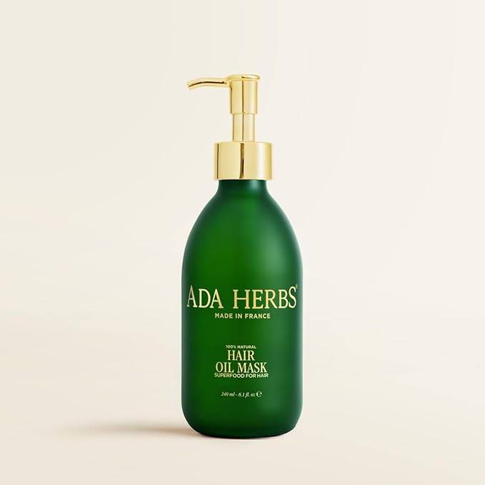 ADA HERBS Hair Oil Mask Pre-Wash & Overnight 100% Natural Hair Growth Oil with Cold Pressed Argan, Castor, Jojoba, Rosemary, Vitamin E (8.45 Fl Oz)