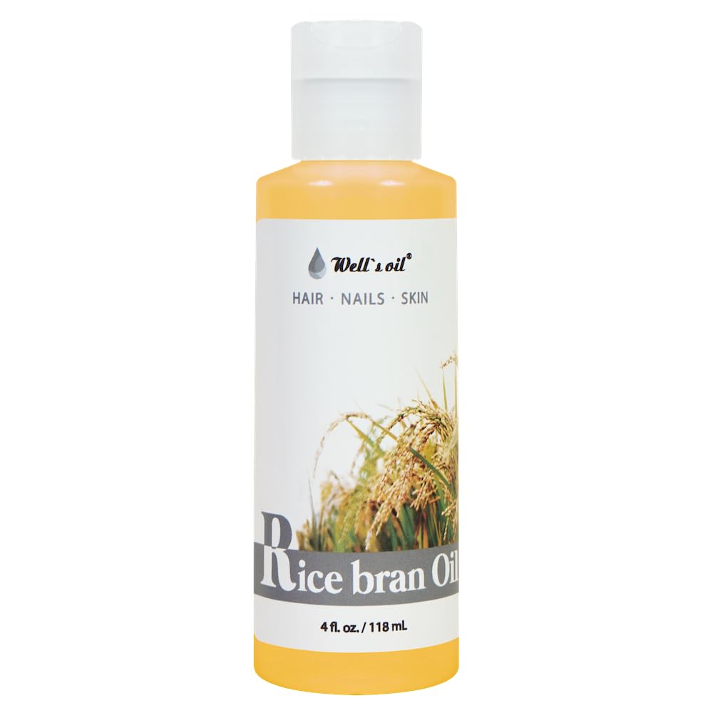 Well’s Oil Rice Bran Oil 8 oz | 100% Pure Rice Bran Oil (Carrier Oil) | For Skin & Hair | DIY Creams & Lotions