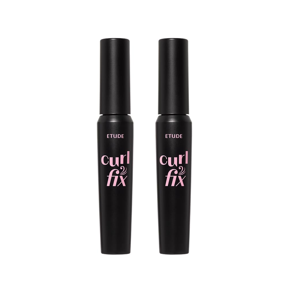 ETUDE Curl Fix Mascara Volume 1+1 Set, Lash Mascara, Strong Curl Up, Long-Lasting, Waterproof, Light-Weight, Korean Makeup, Beauty, Vegan Certified (0.54 Fl Oz)