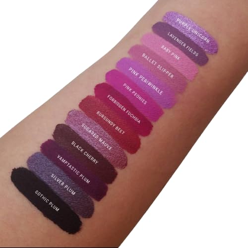Aromi Silver Plum Metallic Liquid Lipstick, Dark Violet Shade