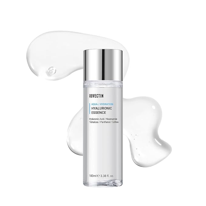 ROVECTIN Aqua Hyaluronic Essence – Hydrating Essence Toner with 7-Layer Hyaluronic Acid Complex & Niacinamide for Deep Moisturizing, Plumping, and Soothing | Vegan Korean Skincare (3.38 fl oz)