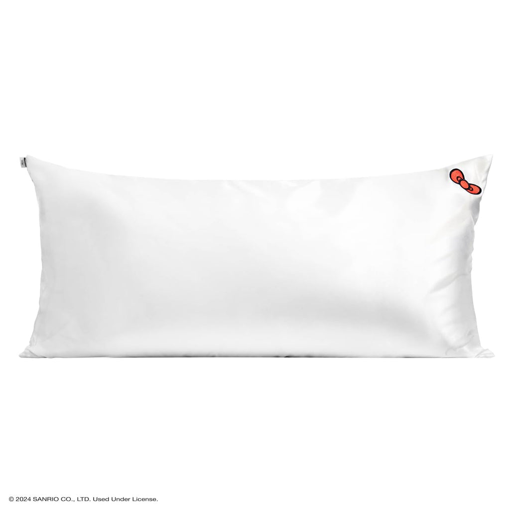 Kitsch x Hello Kitty Satin Pillowcase - Size 19x36, Solid Ivory Kitty Bow