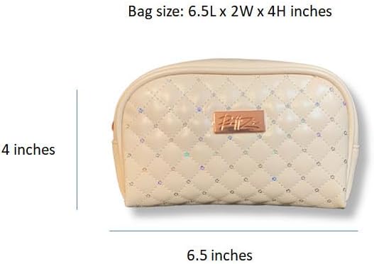 RITTZI Cream Quilted Cosmetic Bag - Elegant Travel & Makeup Organizer