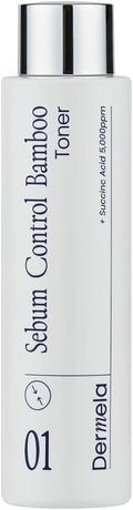 Dermela Sebum Control Bamboo Toner, 78% Bamboo Water with Niacinamide, Hyaluronic & Succinic Acids, Oil & Pore Control, 6.76 fl oz (200 mL) | Korean Toner for Oily, Combination & Sensitive Skin
