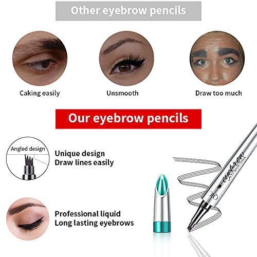 Microblading Eyebrow Pencil, Eyebrow Pen with an Upgrade Micro-Fork Tip Applicator, Waterproof Microblading Brow Pen,Last All Day, Brow Pencil for Natural Looking Brows Makeup (Black)