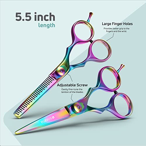 Suvorna 5.5" Hair Cutting Scissors Professional with Thinning Shears, Right-Hand Professional Hair Scissors, Barber Shears, hair shears, 2 Pcs Hair Cutting Shears - tijeras de peluqueria profesional.