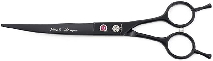 Purple Dragon 7" Dog Grooming Scissors Set with Rhinestone Accent - Black