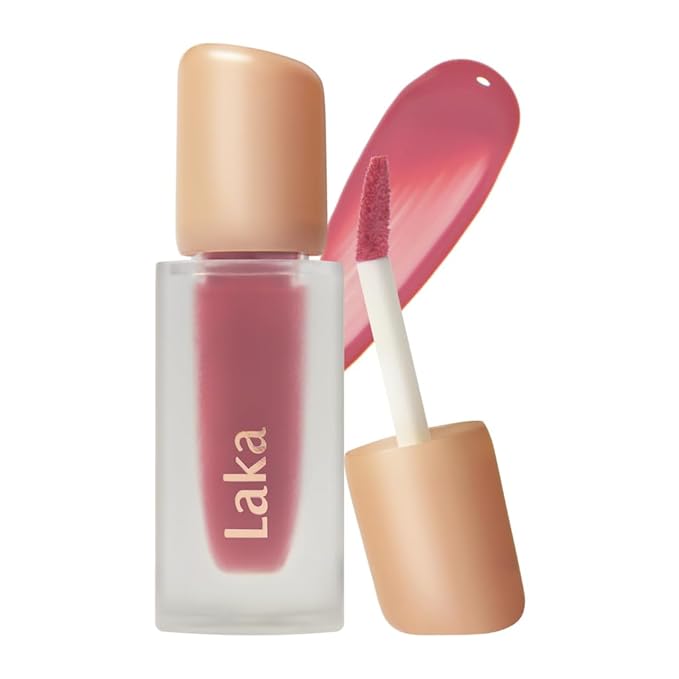 Laka Fruity Glam Tint | Glowing Korean Lip Tint with Hydrating Lightweight Texture | Buildable Color, Non-Sticky High Shine Gloss | K-Beauty Korean Makeup | #111 Mellow, 0.15oz