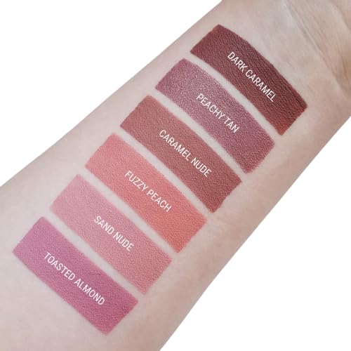 Aromi Pink Nude Liquid Lipstick | Long-Lasting, Blush Beige Lip Color, Matte Finish, Vegan, Cruelty-free, Waterproof (Toasted Almond)