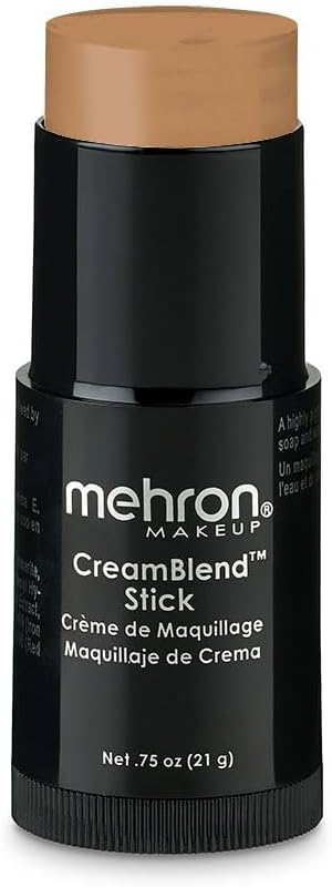 Mehron Makeup CreamBlend Stick | Face Paint, Body Paint, & Foundation Cream Makeup | Body Paint Stick Perfect for Halloween.75 oz (21 g) (Light Tan)