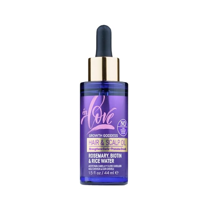én Love Growth Goddess Hair & Scalp Oil – With Rosemary, Biotin, Organic Rice Water & Jamaican Black Castor Oil – Strengthens & Thickens Curls, Repairs Split Ends, Promotes Hair Growth – 1.5oz