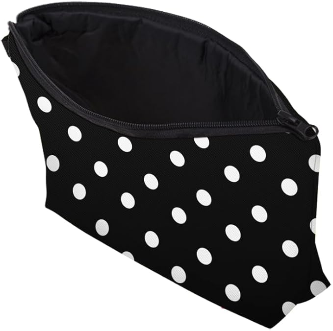 Loomifang Small Makeup Bag Cosmetic Bag for Women, Pretty Design Organizer Case with Zipper Closure, Lightweight and Water-Resistant Make Up Bag - 8.65"x 5.35" x 7.08"（Polka Dot）