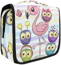senya Hanging Travel Toiletry Bag Cute Cartoon Pink Flamingo And Five Owls Kit Makeup Case Cosmetics Organizer for Men Women