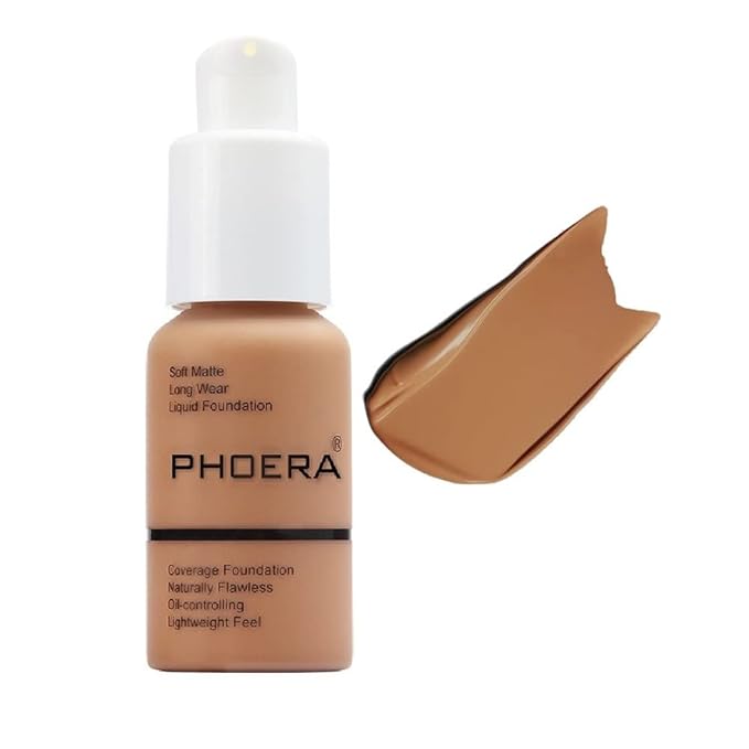 PHOERA Foundation,Flawless Soft Matte Oil Control Best Cover up Full Coverage Liquid Foundation.(107# Hone)