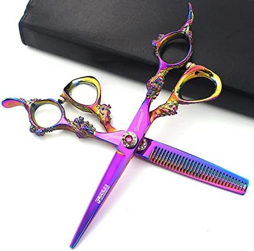 5.5/6 /7 Inch Purple scissors Knight Professional Japanese Hair Scissors Barber Scissors Set (6 inch 2pc-A)