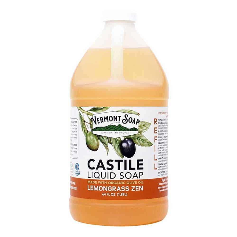 VERMONT SOAP Pure Castile Soap Orange, Gentle Liquid Soap, Body Wash, 64 oz
