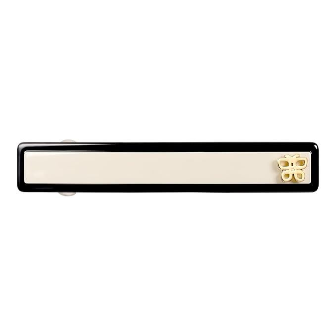 Classic Black & White Hair Barrette for Women, Small, 3.1 inch, 1 Pcs