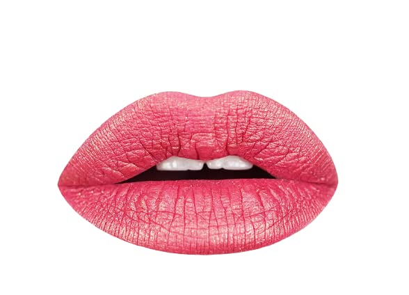 Aromi Rose Gold Metallic Liquid Lipstick - Peachy Pink, Coral Shade