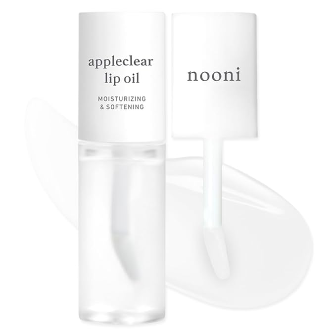 NOONI Korean Lip Oil - Appleclear | Long-Lasting, Moisturizing, Plumping, Revitalizing for Dry Lips, Waterproof, No Peel Off, Hydrating Lip Stain, Nourishing Crystal Clear Stocking Stuffers 0.12 FL Oz
