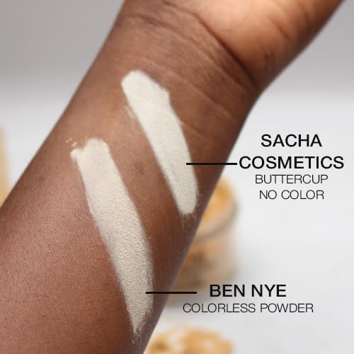 Sacha Buttercup No Color Setting Powder – All Skin Tones Translucent Loose Face Powder, Flashback-Resistant, Oil Control, Long-Wear Matte Finish (1.75 oz)