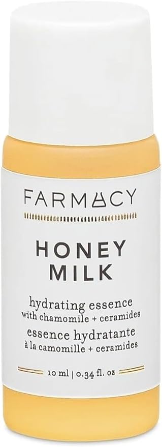 Farmacy Honey Milk Face Essence - Hydrating Milky Toner with Honey, Ceramides, Chamomile + Aloe - Helps Strengthen Skin Barrier + Replenish Moisture - Soothing + Calming Skincare (10ml)