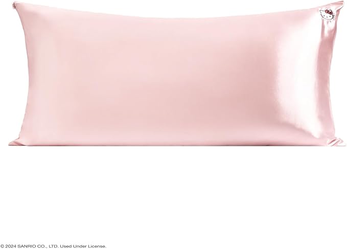 Kitsch x Hello Kitty Satin Pillowcase - Size 19x36, Solid Pink Kitty Face