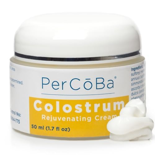PerCōBa Colostrum Rejuvenating Cream - Anti-Aging Face, Neck & Hand Moisturizer with Vitamin A, E, and Jojoba - Non-Greasy Hydrating Cream for Radiant, Youthful Skin - 1.7 fl.oz.