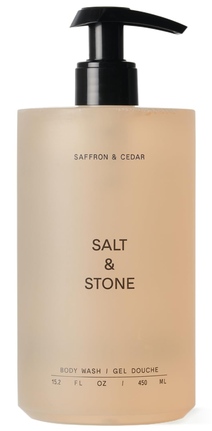 Salt & Stone Body Wash for Women & Men, Saffron & Cedar 15.2 fl oz