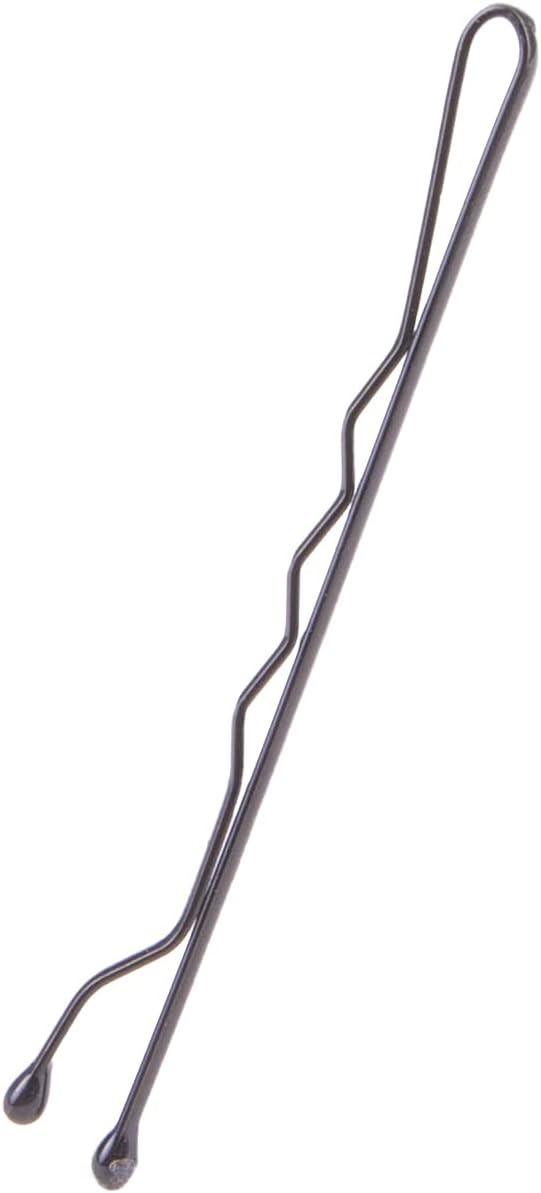 Amazon Basics No Slip Bobby Pins, Black High Gloss, 48 Count, for Pain-Free Comfortable All-Day Styling and Updos, All Hair Types