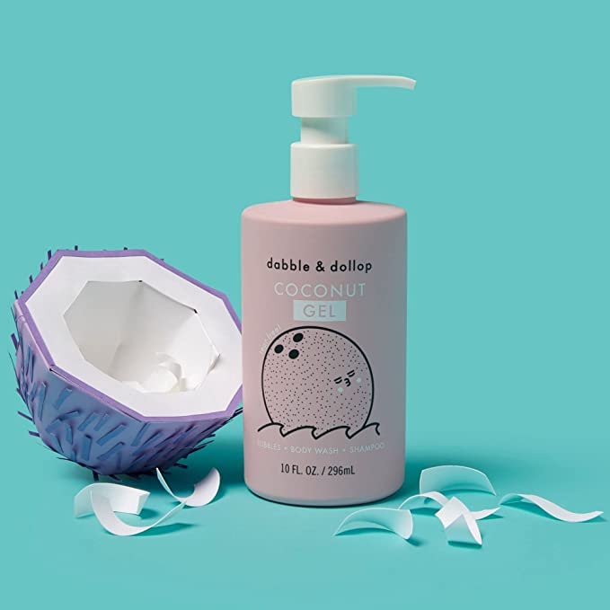 Dabble & Dollop Coconut Kids 3-in-1 Body Wash, Shampoo & Bubble Bath – Tear-Free, Gentle, Natural-Origin, Hypoallergenic and Safe for Sensitive Skin (10 fl oz, Pack of 2)
