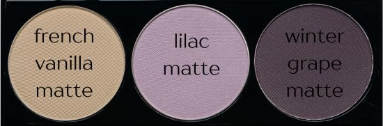 Pure Ziva Off White, Matte Light Lavender, and Matte Deep Purple Vegan Eyeshadow Trio Palette; Talc, Paraben & Cruelty Free