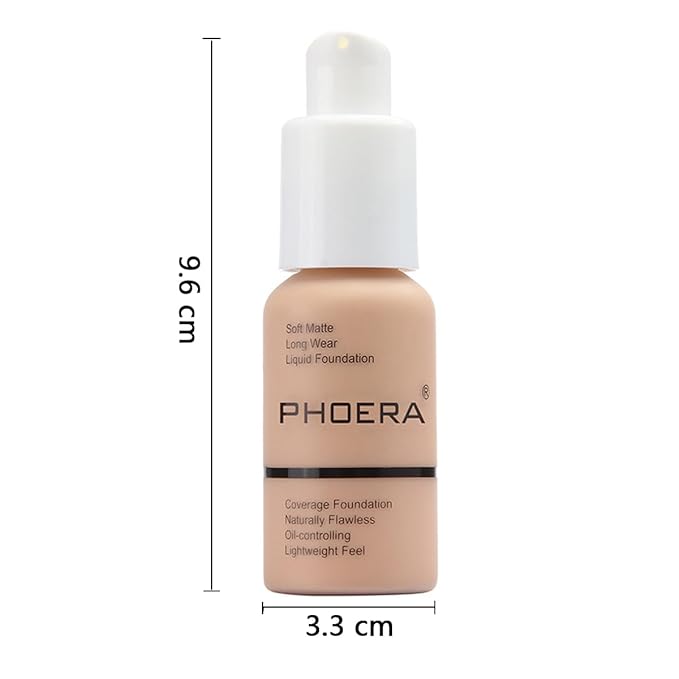 PHOERA Foundation, Soft Matte Liquid Foundation, 102 Nude, 30ml, 2 Pack