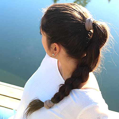Burlybands Elastic Hair Ties No Damage for Thick Hair, Light Brown 8 Pack