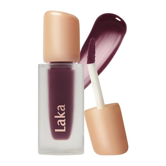 Laka Fruity Glam Tint | Glowing Korean Lip Tint with Hydrating Lightweight Texture | Buildable Color, Non-Sticky High Shine Gloss | K-Beauty Korean Makeup | #123 Berry, 0.15oz