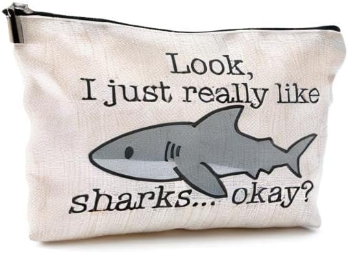 QGFM Shark Makeup Bag - Cosmetic Bags With Zipper, Gifts for Shark Lovers