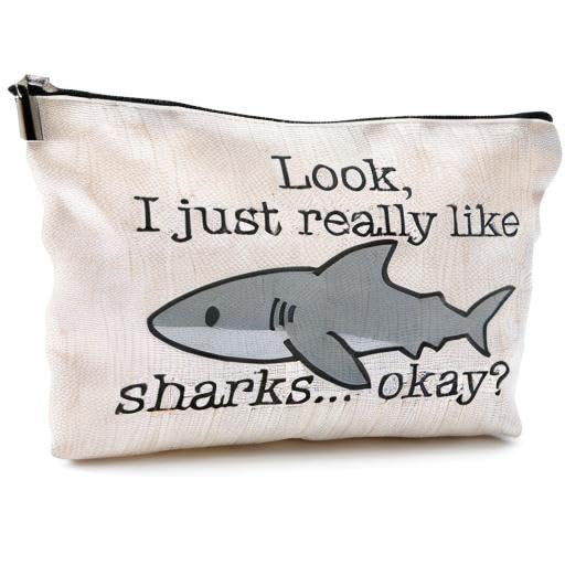 QGFM Funny Shark Ocean Themed Cosmetic Makeup Bags