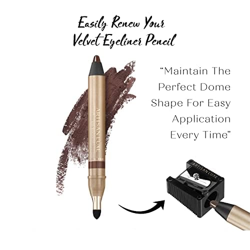 Artisan L'uxe Beauty Velvet Jumbo Dark Chocolate Brown Eyeliner with Free Sharpener | Blendable Makeup for Smokey Eyes - Waterproof Smudge Proof Pencil Eyeliner, Built-in Smudger & Long Lasting