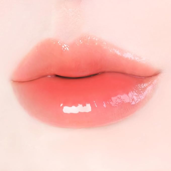MQNY (MACQUEEN NEWYORK Dewy Water Glow Lip Tint - #08 Peach Jelling, Glass-like Mirror Shine Hydrating Lip Stain, Long-Lasting & Non-Sticky Coral Tone Water Tint, 0.12 oz (3.5g)