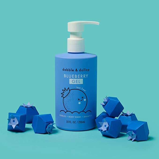 Dabble & Dollop Blueberry Kids 3-in-1 Body Wash, Shampoo & Bubble Bath – Tear-Free, Gentle, Natural-Origin, Hypoallergenic and Safe for Sensitive Skin (10 fl oz, Pack of 2)
