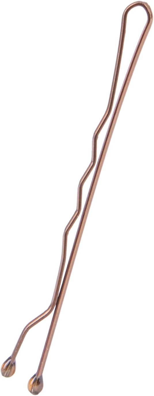 Amazon Basics No Slip Bobby Pins for All Hair Types, Secure Hold Hair Pins for Updos, Brunette Brown, 48 Count