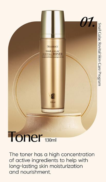 DEOPROCE Snail Galac Revital Toner 130ml, Hydrating Facial Toner for Smooth & Radiant Skin, Korean Skincare